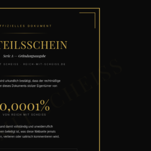 RMS-Anteilsschein — 0,0001% von Reich mit Scheiß